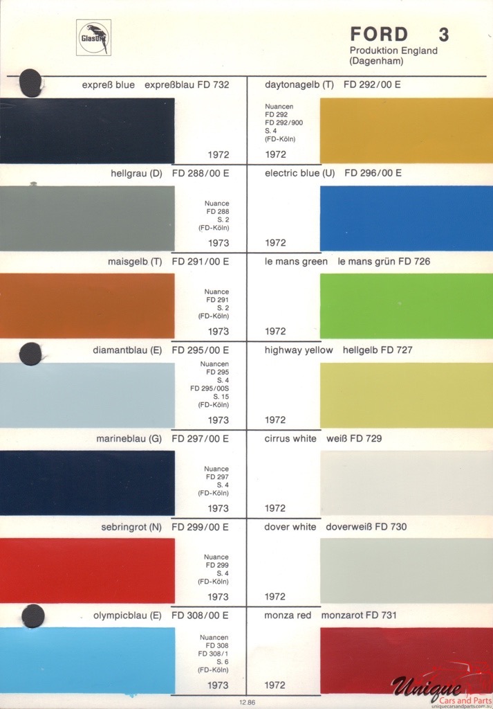 1972 Ford Paint Charts Glasurt